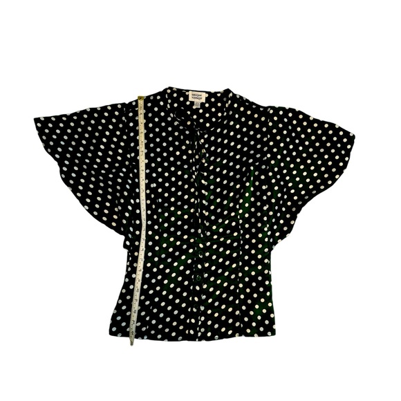 Unique Vintage emerald green and white polka dot blouse with flare sleeves. - Picture 5 of 5